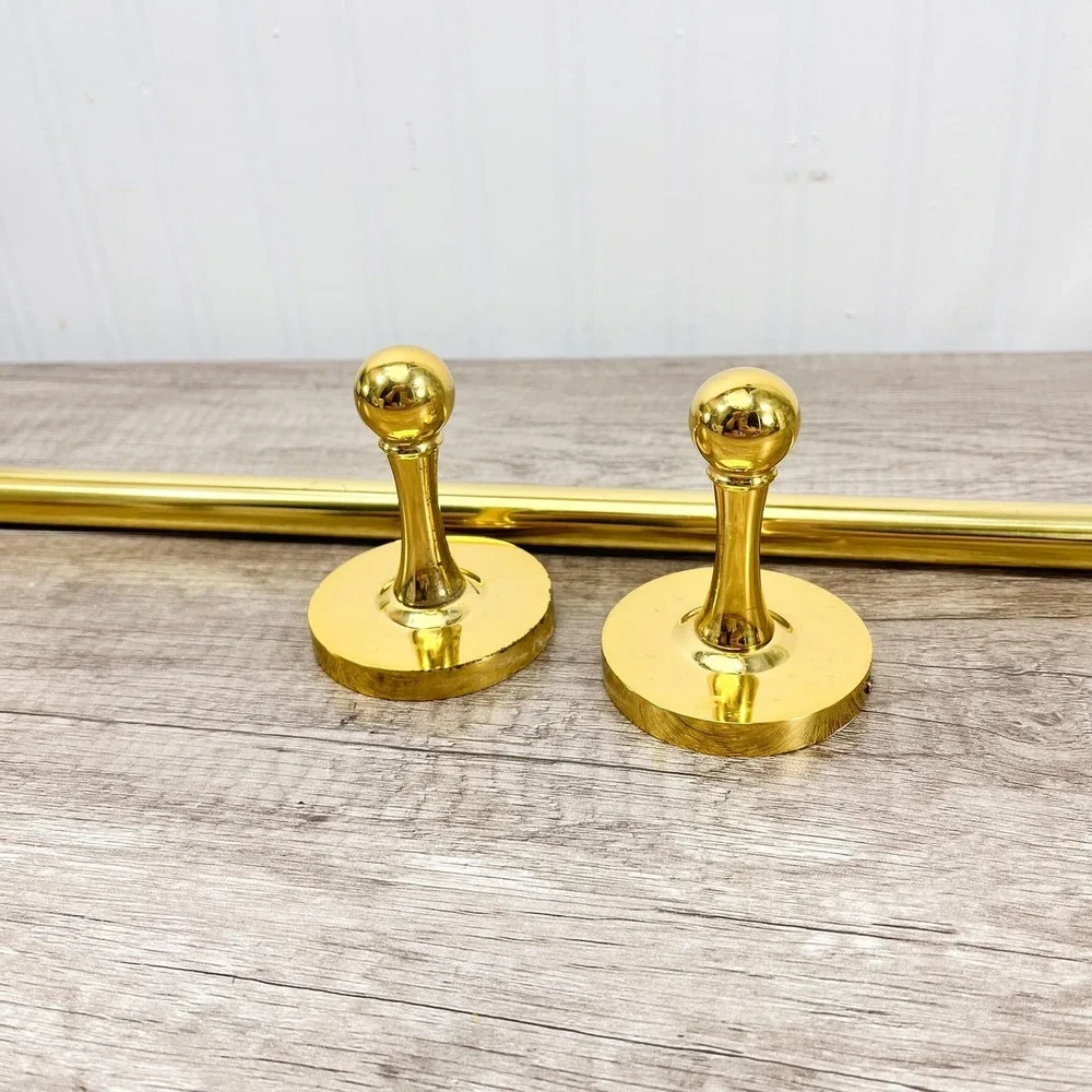 Gold‎ Hollywood Regency Towel Holder - Vintage Brass Hand Towel Rod
